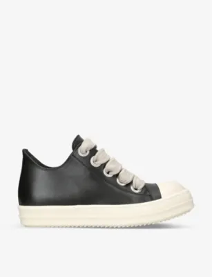 RICK OWENS Jumbo-lace leather low-top trainers - EUR 42 / 8 UK MEN