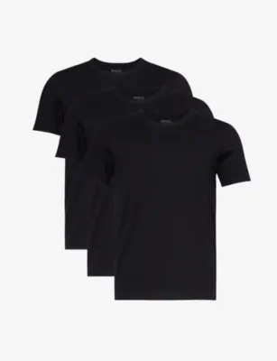 BOSS Crewneck Brand-Embroidered Pack of Three Cotton-Jersey T-Shirts - OPEN MISCELLANEOUS