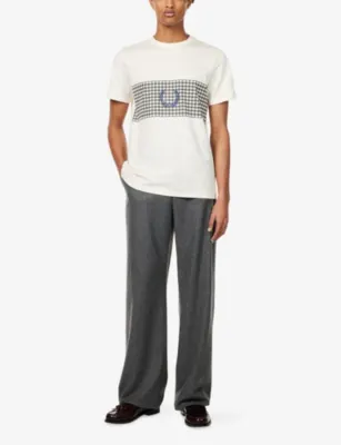 FRED PERRY Tennis Net Graphic-Print Cotton T-Shirt in ECRU, additional product view 2