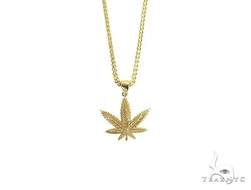RINA - For Him FACTORY 14K Gold Weed Pendant 10K Franco Chain Set 66363 in Rose Gold / 18 Inches – Pendant Set