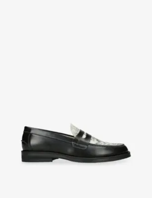 DUKE & DEXTER Wilde Fall of Giants Penny Leather Loafers - EUR 41 / 7 UK MEN in BLK/WHITE – Mens | Loafers