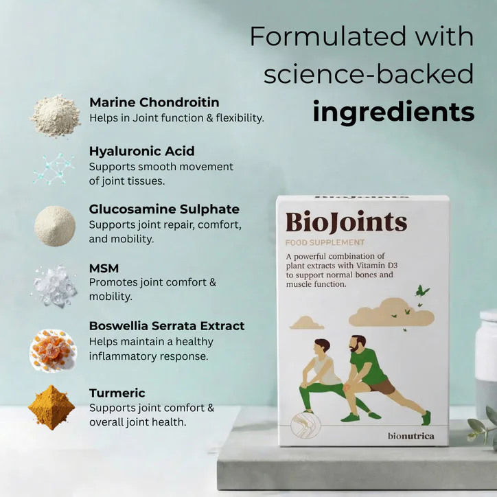 Bionutrica BioJoints - Glucosamine Chondroitin complex with Boswellia Serrata, Turmeric & Hyaluronic Acid, 1300mg 60 tablets detail 3