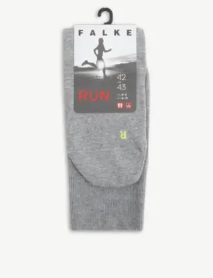 FALKE Run reinforced cotton-blend socks - LIGHT GREY - 11-13