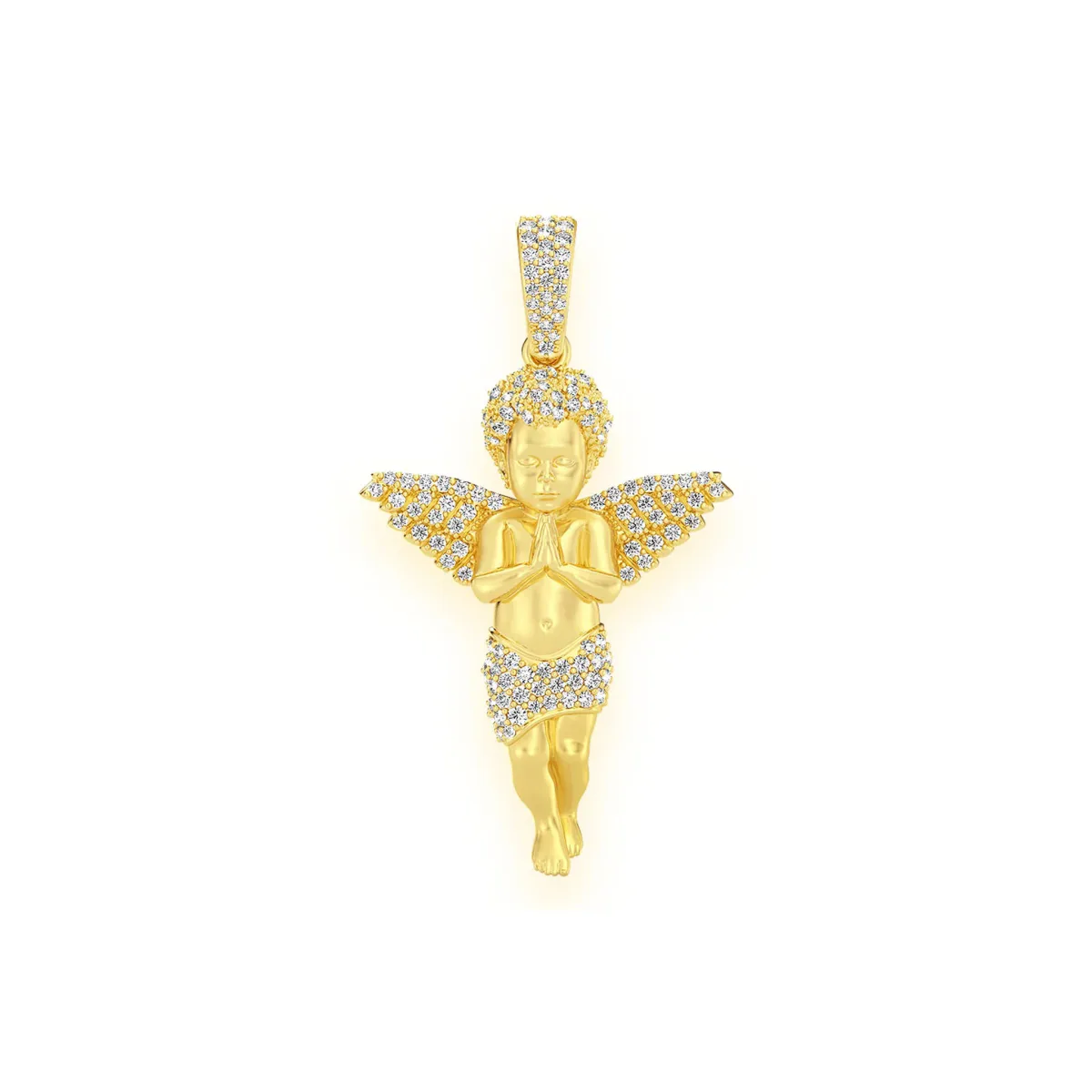 For Him Petite Praying Angel Pendant in Rose Gold / Natural Diamond – Pendant