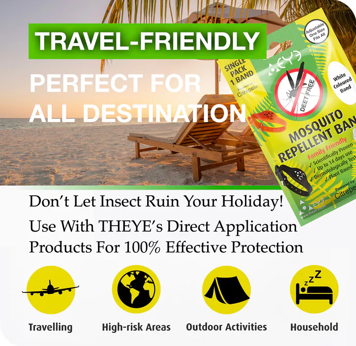 THEYE Mosquito & Insect Repellent Wrist Band - Adjustable one size fits all - Black, additional product view 2
