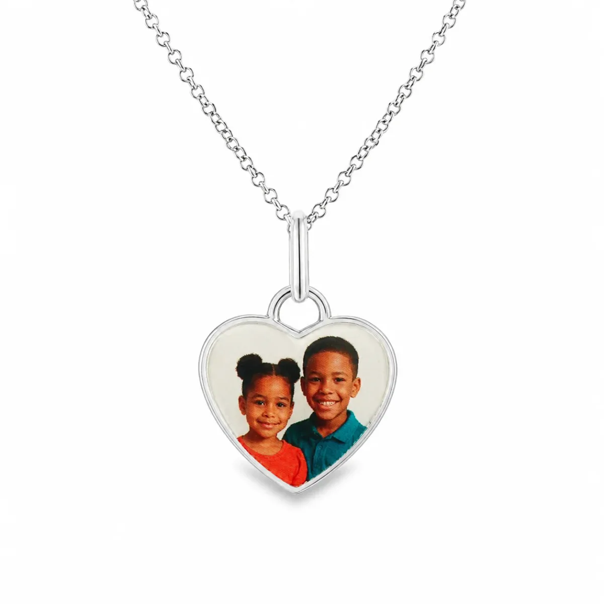 RINA - For Him CUSTOM .925 Silver Heart Photo Pendant 71554 – Pendant Set