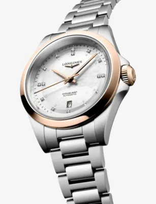 LONGINES L3.320.5.87.6 Conquest Stainless-Steel and 18ct Rose Gold Cap 200 30mm Automatic Watch detail 2