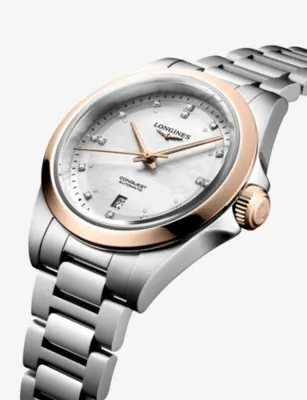 LONGINES L3.320.5.87.6 Conquest Stainless-Steel and 18ct Rose Gold Cap 200 30mm Automatic Watch detail 3