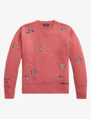POLO RALPH LAUREN Relaxed-Fit Embroidered-Bird Wool-Alpaca Jumper