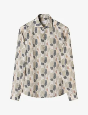 ETON Geometric-Print Casual-Fit Linen Shirt