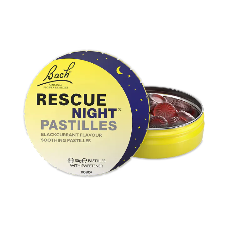 Bach Original Flower Remedies Rescue Rescue Remedy Night Pastilles Blackcurrant Flavoured Pastilles 50g detail 3