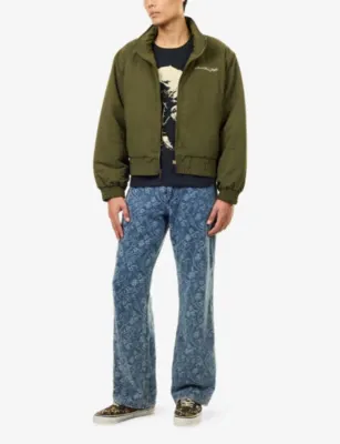 HONOR THE GIFT Script Logo-Graphic Woven Puffer Jacket in OLIVE, additional product view 2