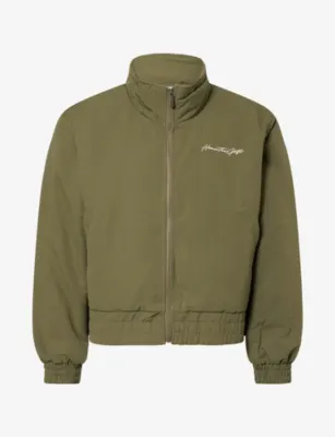 HONOR THE GIFT Script Logo-Graphic Woven Puffer Jacket in OLIVE – Mens | Coats & jackets | Puffer jackets
