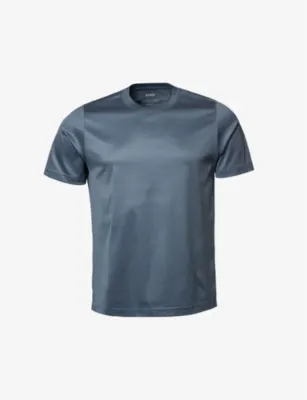 ETON Slim-fit cotton-jersey T-shirt - Light blue detail 3
