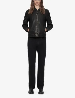ALLSAINTS Oakland Zip-Up Leather Jacket detail 2