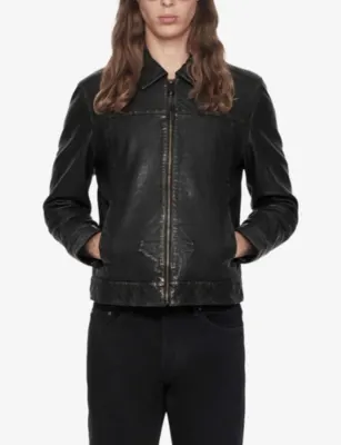 ALLSAINTS Oakland Zip-Up Leather Jacket detail 3