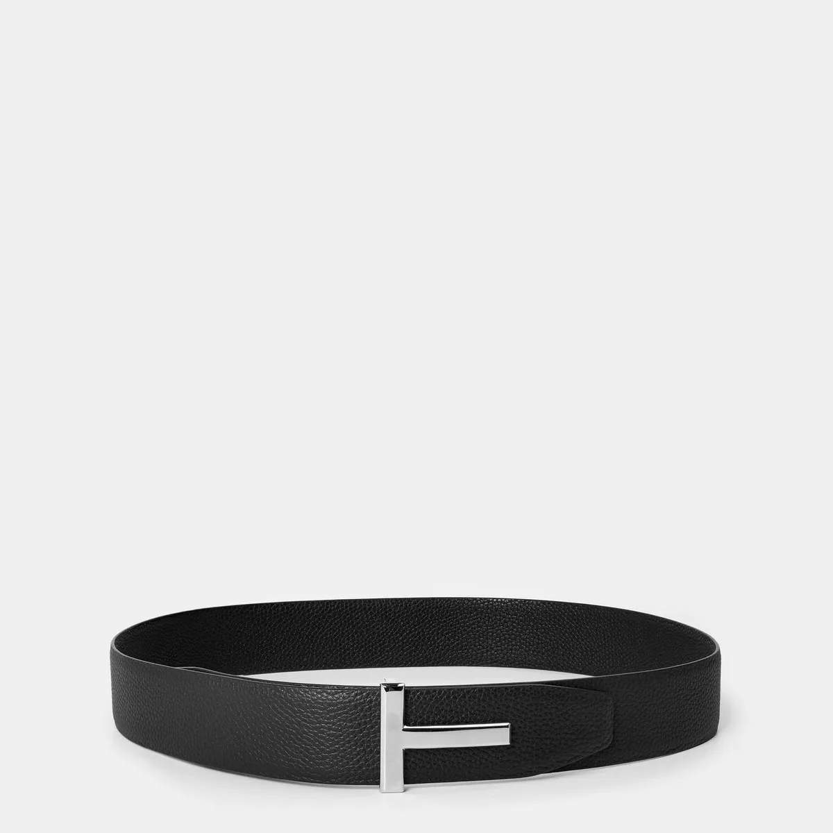 Tom Ford Men's Plain Leather Reversible T Buckle Belt in Brown/Black – Accessories