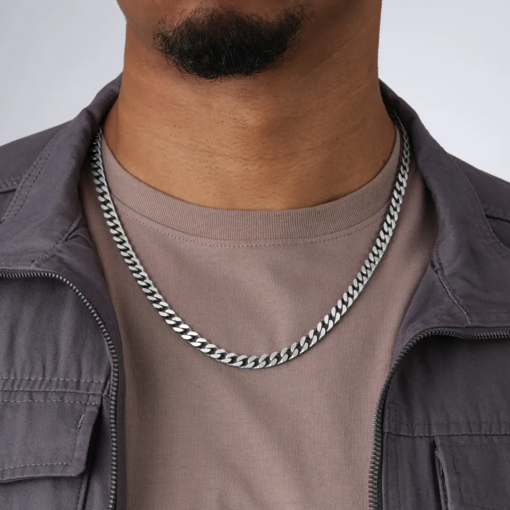For Him Sterling Silver Antique Plated Curb Chain detail 2