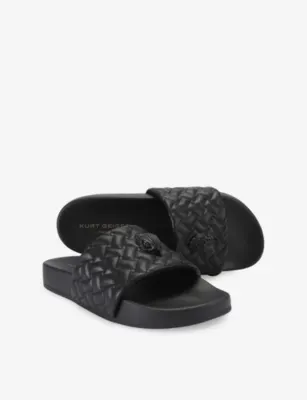 KG KURT GEIGER Meena Eagle Faux-Leather Slides - EUR 40 / 6 UK MEN in BLACK, additional product view 3