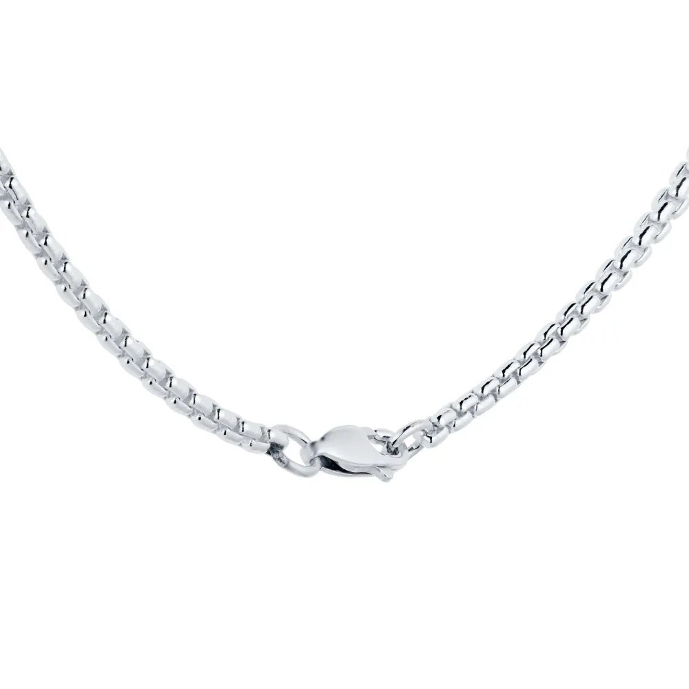 For Him Silver Mens Narrow Box Belcher Chain Necklace detail 3