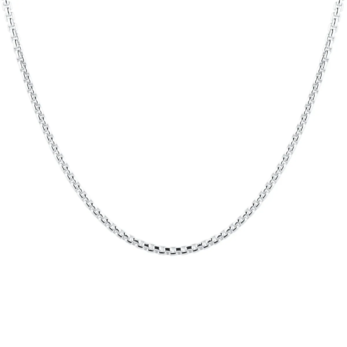 For Him Silver Mens Narrow Box Belcher Chain Necklace