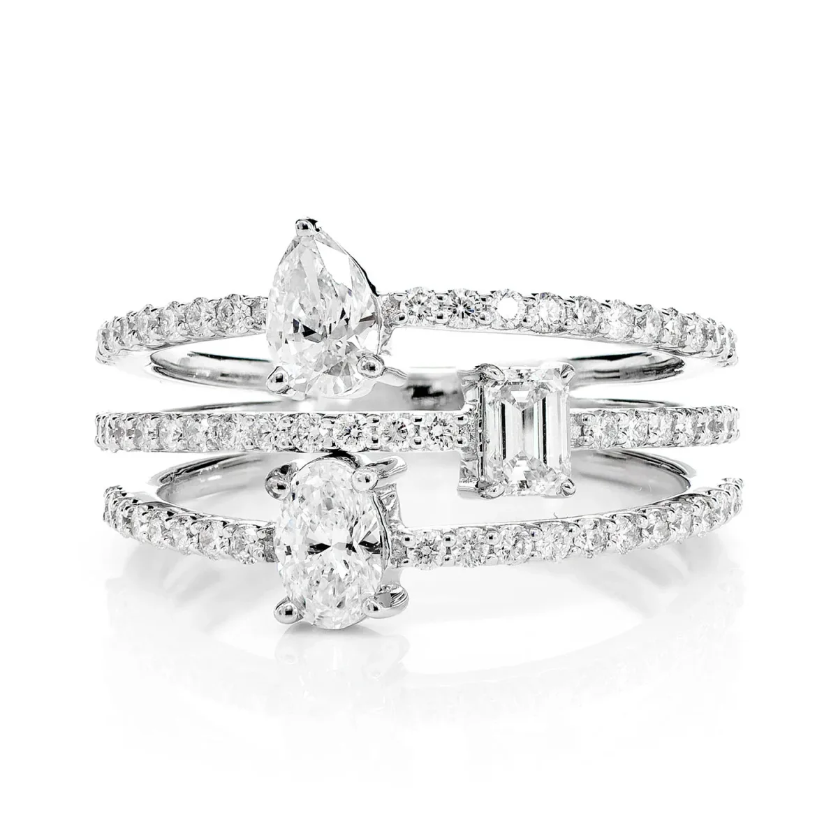 For Him Three Row Multi-Shape Diamond Wrap Ring