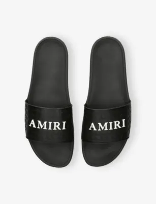 AMIRI Logo Rubber Slides - EUR 40 / 6 UK MEN in BLACK, additional product view 2