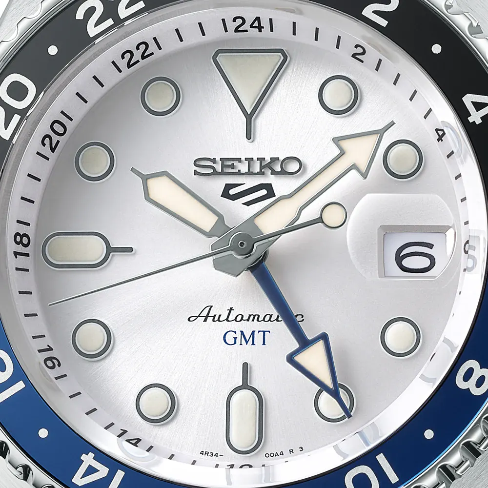 Seiko 5 Sports 5 Sports SKX GMT Sky Blue Silver Cloud 42.5mm Mens Bracelet Watch detail 2