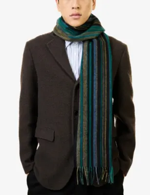 PAUL SMITH Trent Stripe Wool Scarf detail 3
