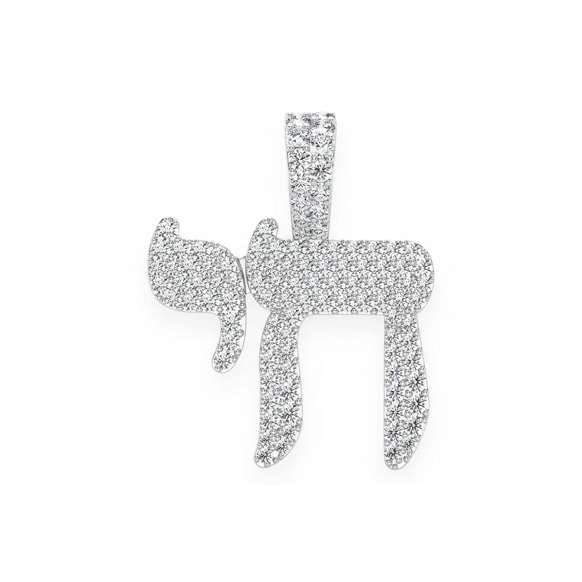 For Him Chai Hebrew Pendant in 0.75ctw / White Gold / Natural Diamond – Pendant