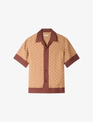 SANDRO Micro-Cross Short-Sleeve Woven Shirt - SKY BLUE