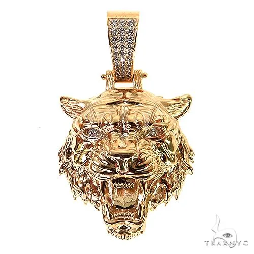 RINA - For Him CUSTOM CVD Tiger Head Pendant -Large 68964 in Rose Gold – Pendant
