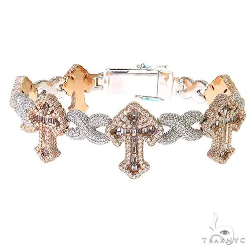 JALGAS - AMERICAS GOLD Baguette Diamond Fleur De Lis Cross Bracelet 69703 – Bracelet