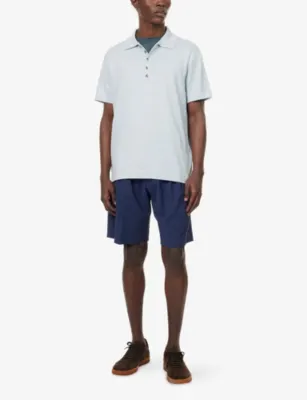 PAUL SMITH Pleated Knee-Length Wool Shorts in BLUE, additional product view 2