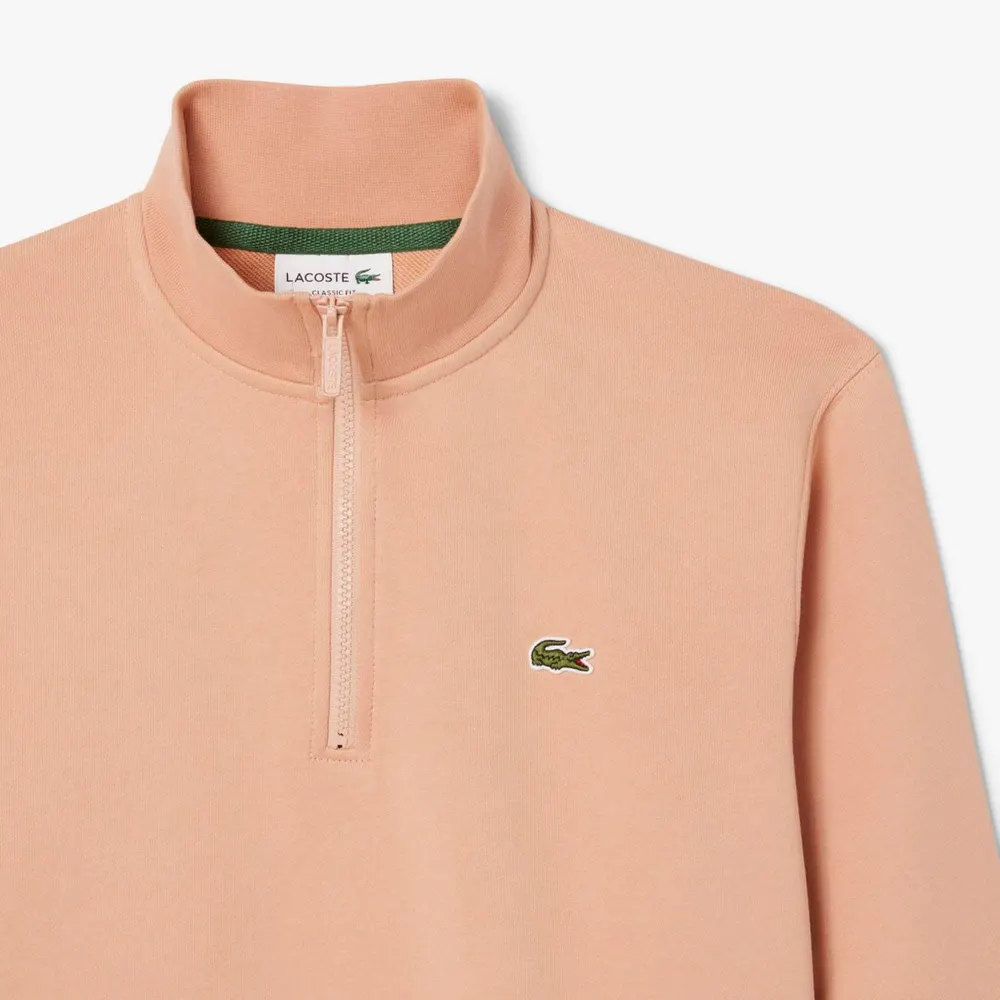 Lacoste High Neck Zipped Fleece Sweatshirt in Orange, additional product view 3