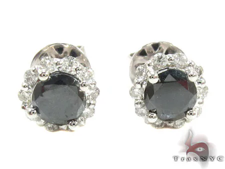 RINA - For Him FACTORY White Gold Round Cut Prong Black and White Diamond Earrings 24828 in Rose Gold – Earrings