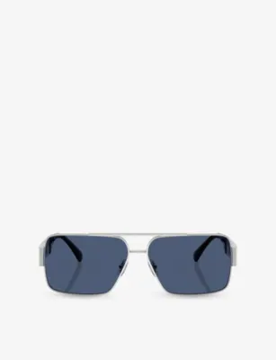 VERSACE VE2290 Rectangle-Frame Metal Sunglasses