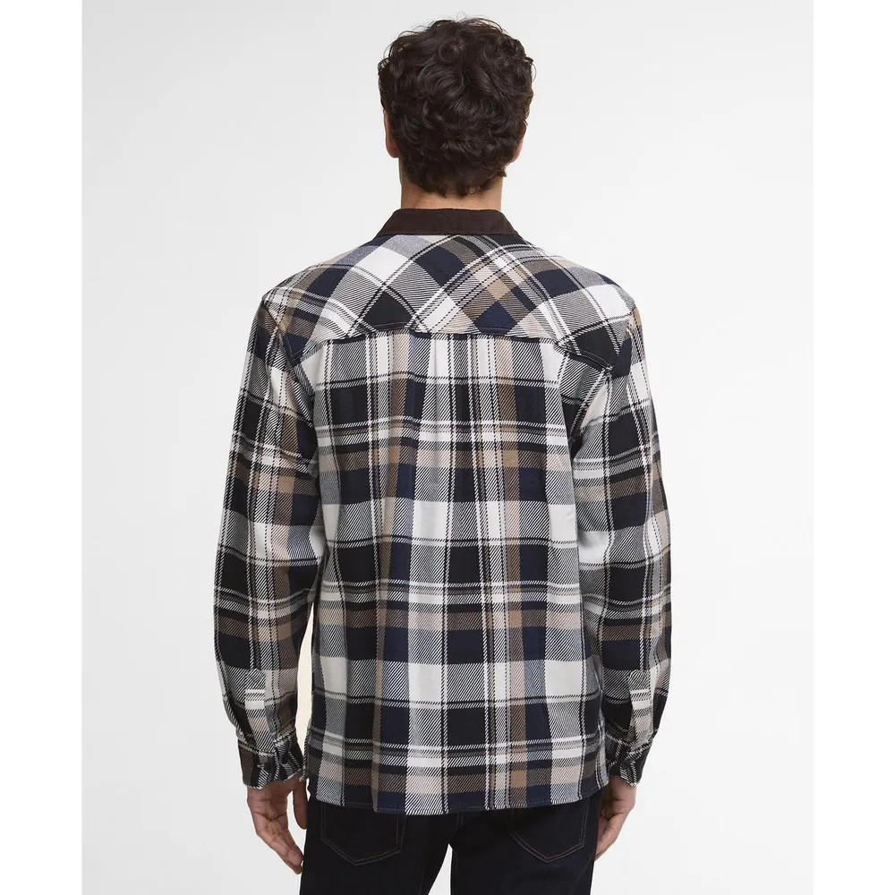 Barbour Men's Grasmoor Check Pattern Corduroy Collar Long Sleeve Overshirt detail 3