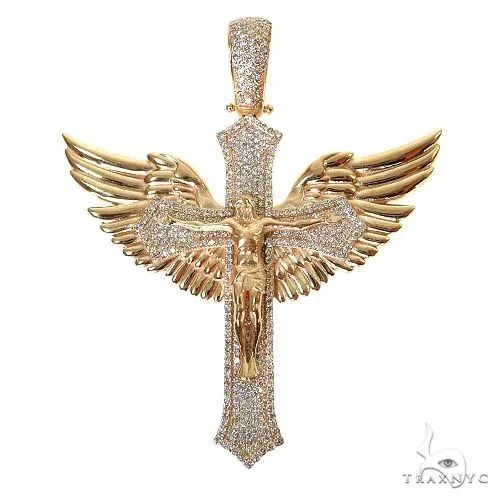 RINA - For Him CUSTOM Wings of Faith Diamond Jesus Cross Pendant 69718 in Rose Gold – Pendant
