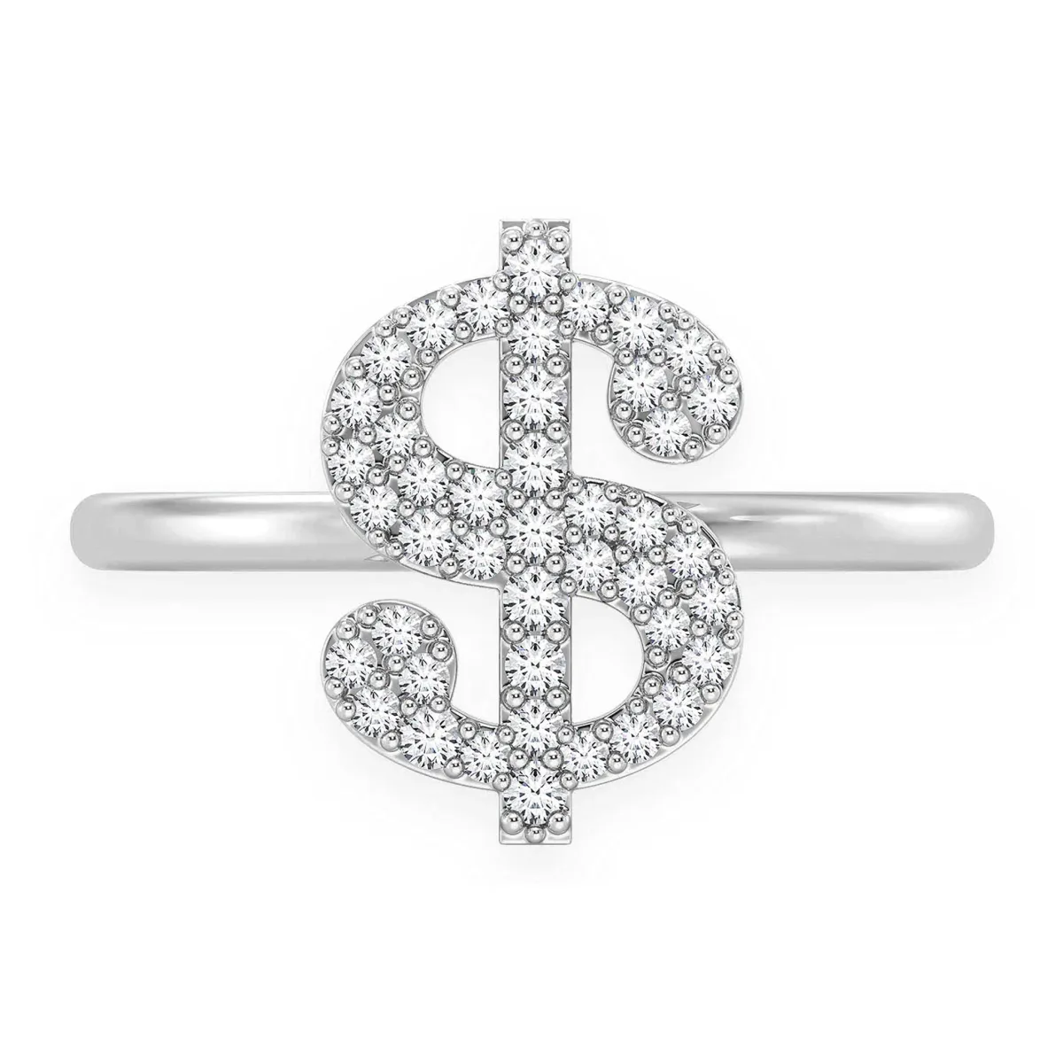 For Him Dollar Sign Diamond Ring in White Gold / Natural Diamond – Ring