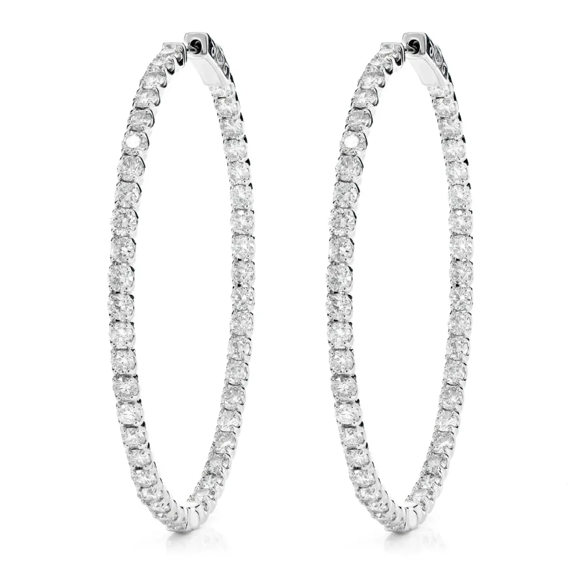 For Him Inside-Out Oval Hoop Earrings in White Gold / Natural Diamond – Earring