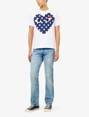 COMME DES GARCONS PLAY Polka Heart Print Cotton-Jersey T-Shirt detail 2