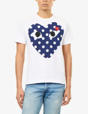 COMME DES GARCONS PLAY Polka Heart Print Cotton-Jersey T-Shirt detail 3
