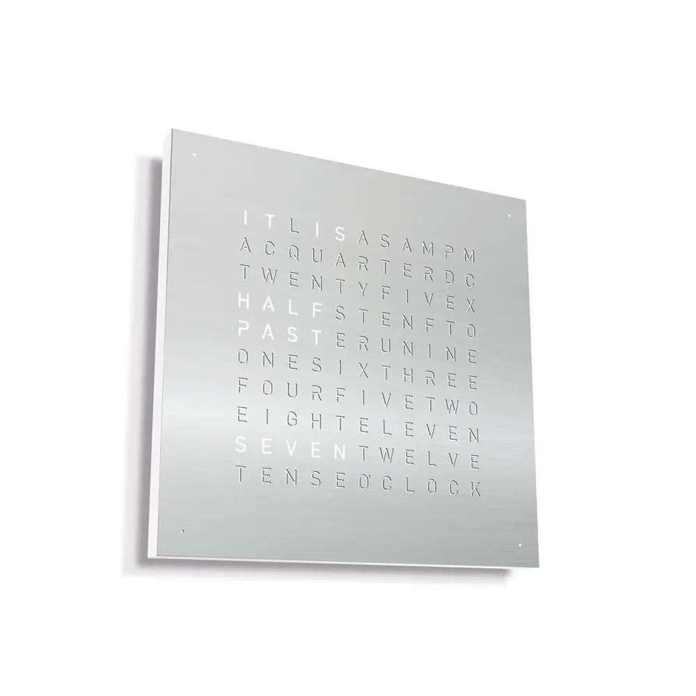 QLOCKTWO CLASSIC Stainless Steel Wall Clock 45cm in Silver, additional product view 2