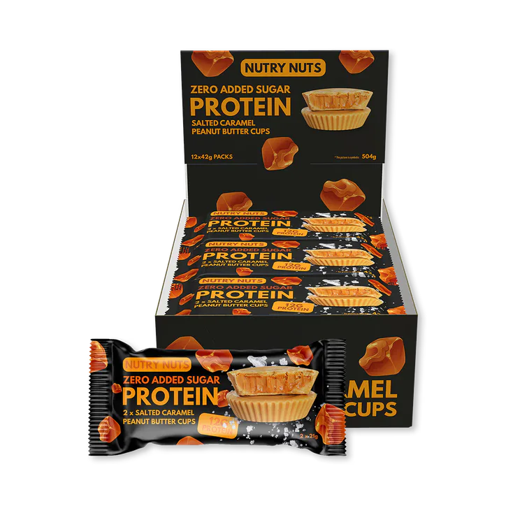 Nutry Nuts Protein Peanut Butter Cups Salted Caramel 12 x 42g