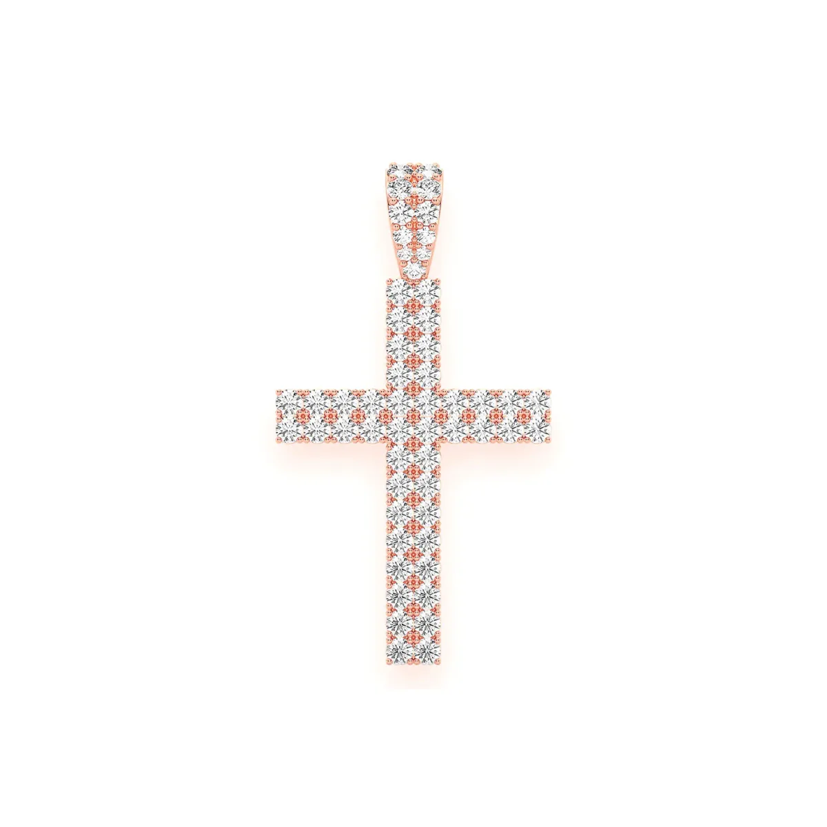 For Him Two Row Diamond Cross Pendant in 2.25ctw / Rose Gold / Natural Diamond – Pendant