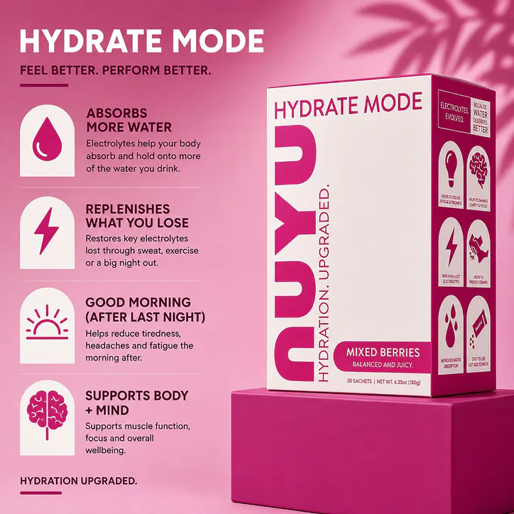 NUYU Hydrate Mode Mixed Berry Electrolytes 30 Sachets detail 2