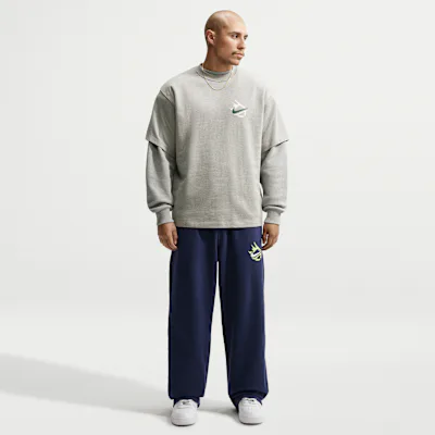 Nike Solo Swoosh Men's Fleece Open-Hem Trousers - Midnight Navy