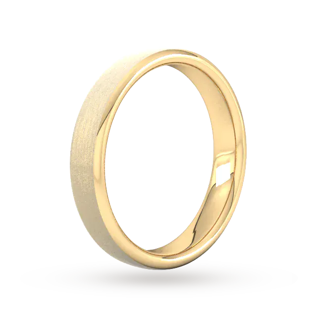 For Him 4mm Slight Court Heavy Matt Finished Wedding Ring In 18 Carat Yellow Gold detail 2