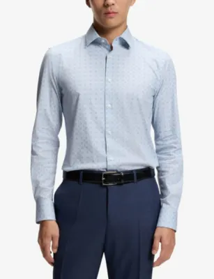 BOSS Graphic-Pattern Slim-Fit Cotton-Blend Shirt detail 3